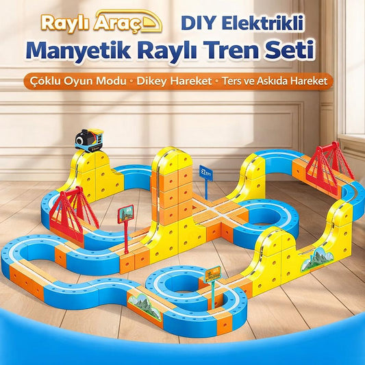 Manyetik DIY Raylı Tren Seti - 66 Parça Elektrikli Anti-Yerçekimi Oyun Seti