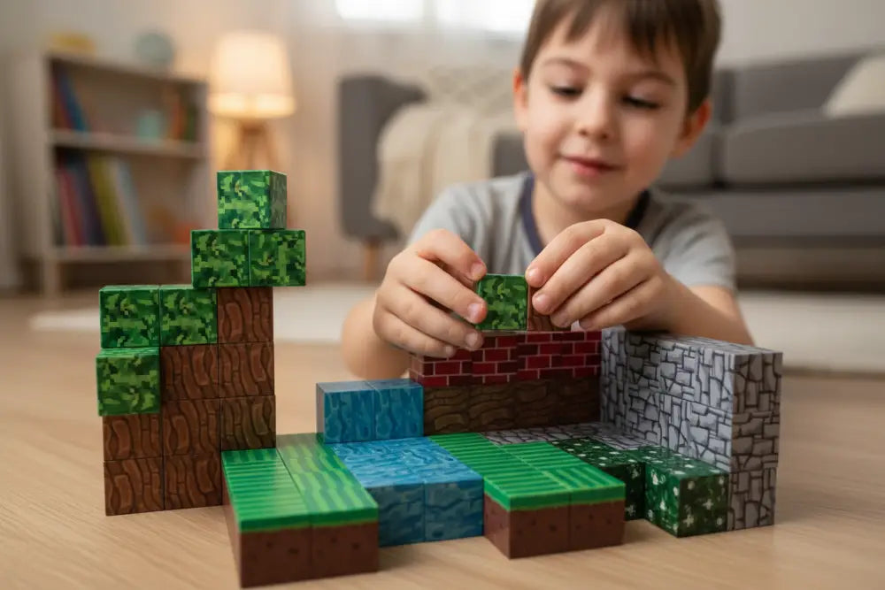 Çocuk Minecraft Blokları ile Oynarken