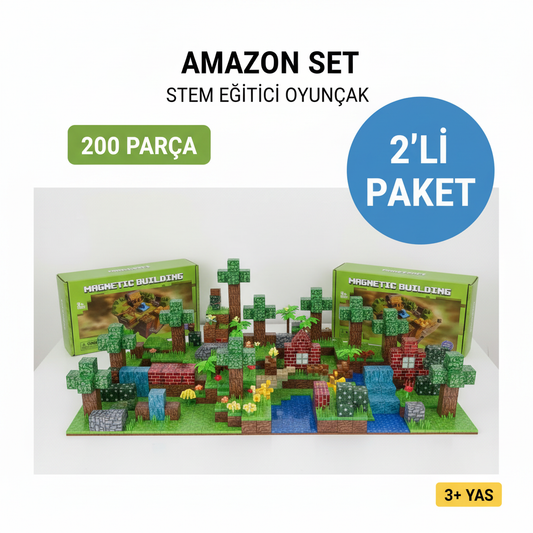 Amazon Set 2'li Paket - 200 Parça Minecraft Manyetik Bloklar