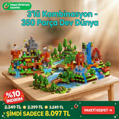 3’lü Kombinasyon Dev Paket – 350 Parça Manyetik Blok Seti | Rorotoys