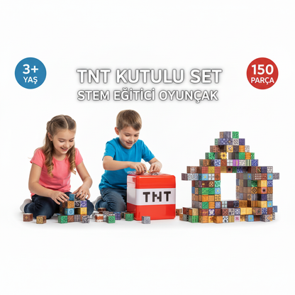 TNT Kutulu Set - 150 Parça Minecraft Temalı Manyetik Bloklar - STEM Eğitici Oyuncak