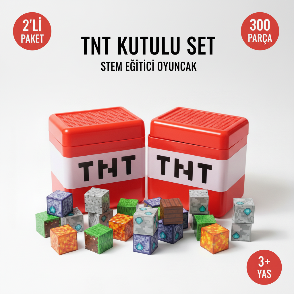 TNT Kutulu Set 2'li Paket - 300 Parça Minecraft Manyetik Bloklar