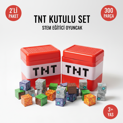 TNT Kutulu Set 2'li Paket - 300 Parça Minecraft Manyetik Bloklar