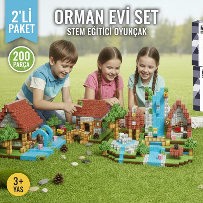Orman Evi Set 2'li Paket - 200 Parça Minecraft Manyetik Bloklar