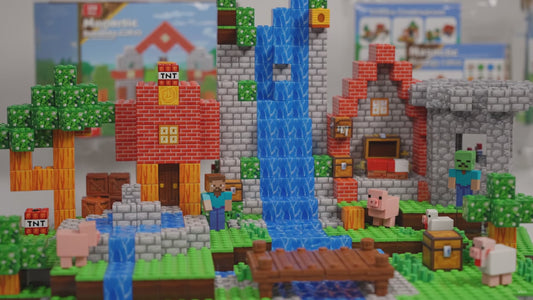 Ensemble de blocs magnétiques sur le thème Minecraft – 100 pièces | Jouet éducatif STEM