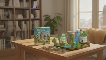 Ensemble de blocs magnétiques Rivière et Forêt – Jouet STEM de 100 pièces