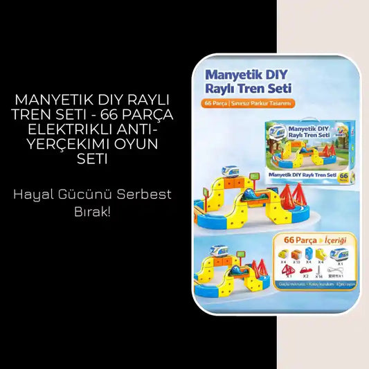 Manyetik DIY Raylı Tren Seti - 66 Par&ccedil;a Elektrikli Anti-Yer&ccedil;ekimi Oyun Seti by@Outfy