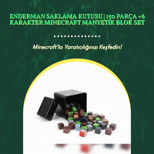 ENDERMAN Saklama Kutusu | 150 Par&ccedil;a +6 Karakter Minecraft Manyetik Blok Set by@Outfy