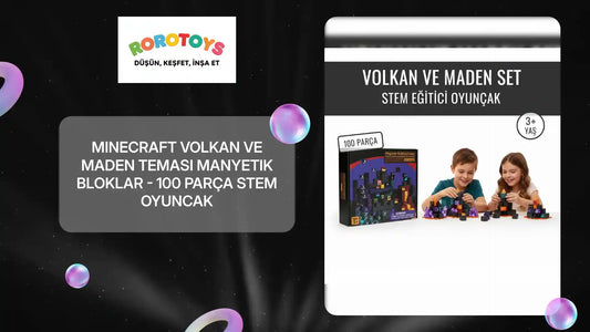 Minecraft Volkan ve Maden Teması Manyetik Bloklar - 100 Par&ccedil;a STEM Oyuncak by@Outfy